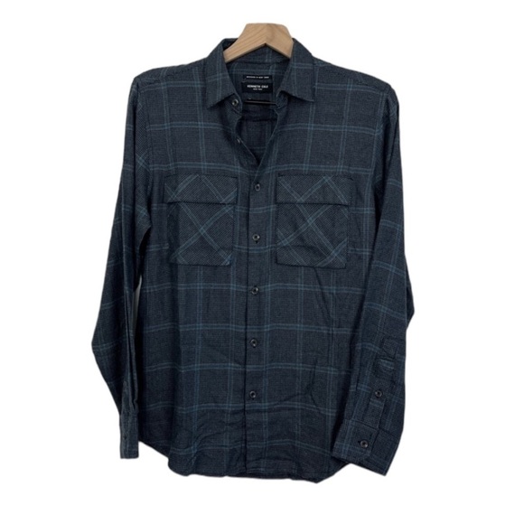 Kenneth Cole Men’s Slim Fit Techni-Cole Flannel. Blue Grey. Small. #609 NWT - Picture 1 of 10